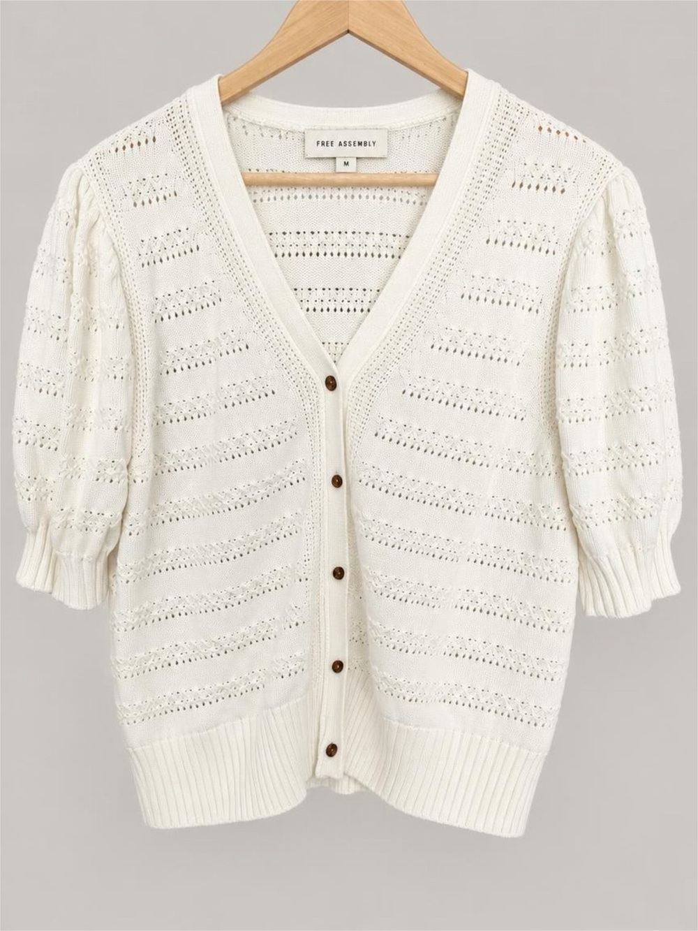 NWT Cream Open-Knit V-Neck Cardigan Sweater - XL